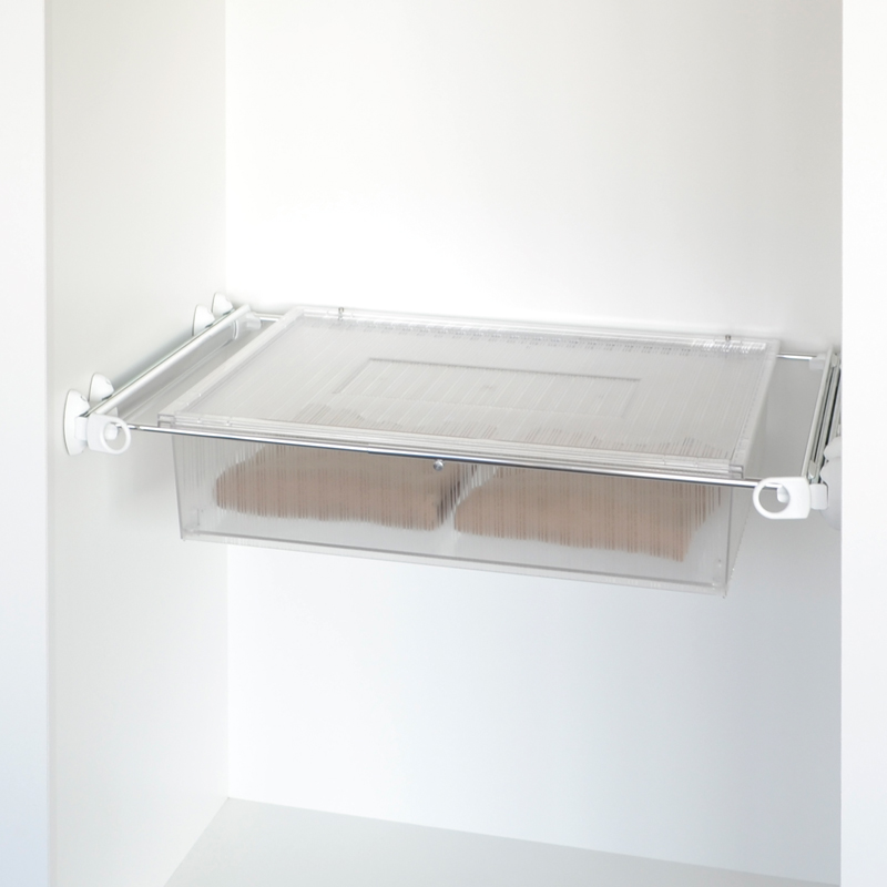 Roomy drawer box - white - bright aluminium - transparent polycarbonate 1